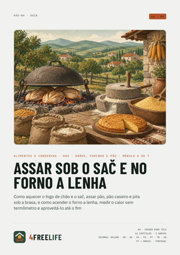 Assar sob o sač e no forno a lenha