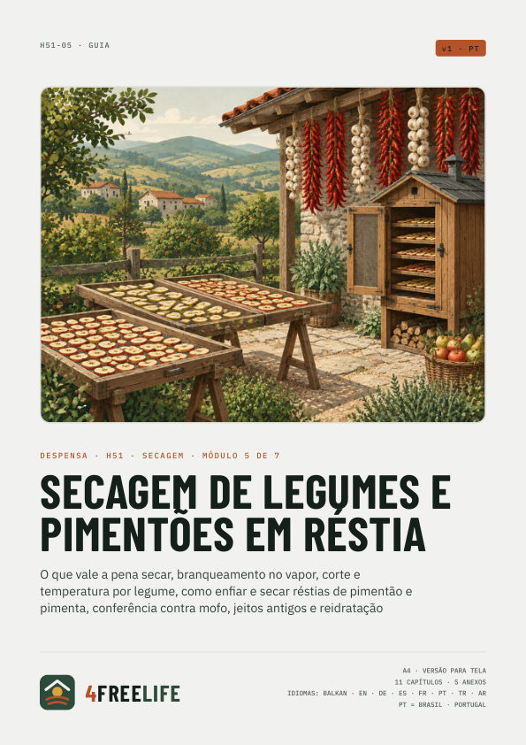 Secagem de legumes e pimentões em réstia