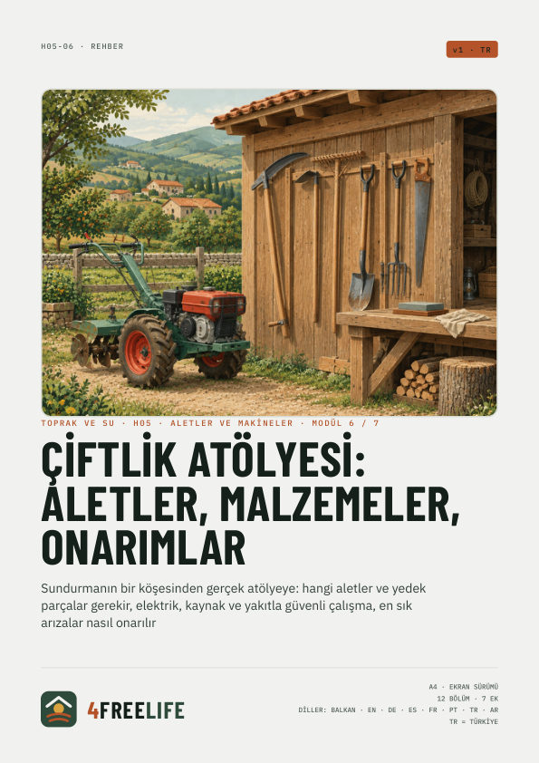 Çiftlik atölyesi: aletler, malzemeler, onarımlar