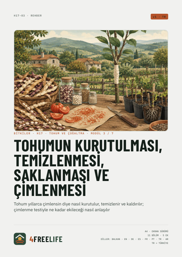 Tohumun kurutulması, temizlenmesi, saklanması ve çimlenmesi