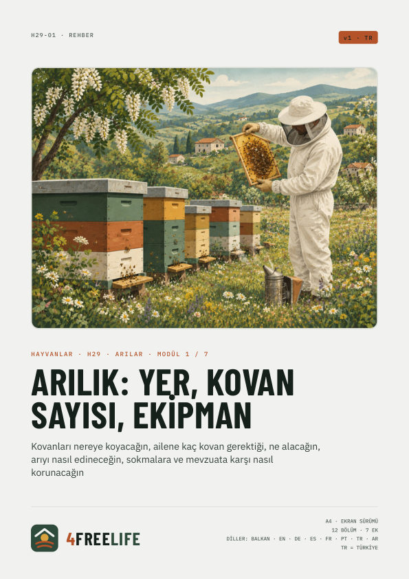 Arılık: yer, kovan sayısı, ekipman