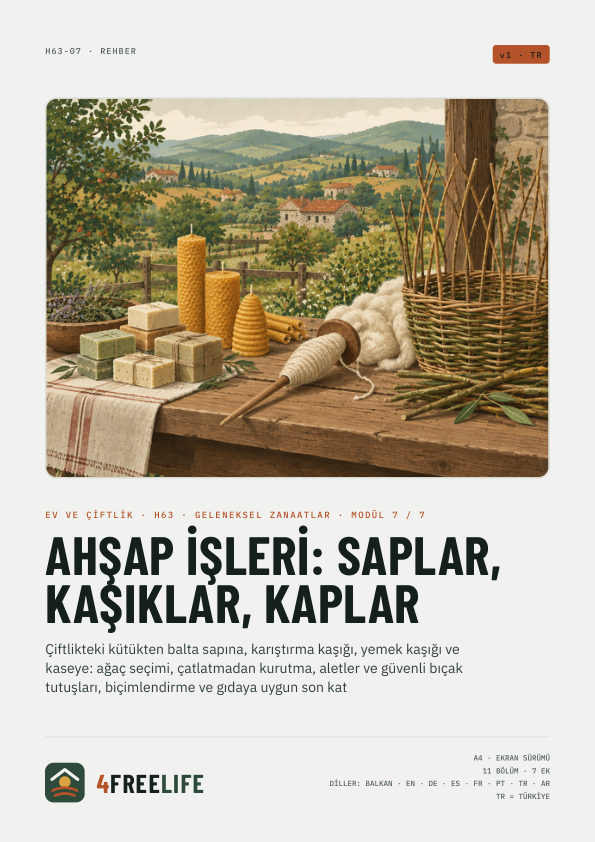 "Ahşap işleri: saplar, kaşıklar, kaplar"
